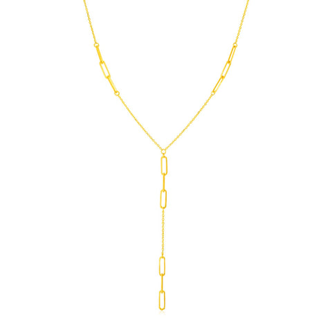Lariat Necklace with Paperclip Chain Stations
